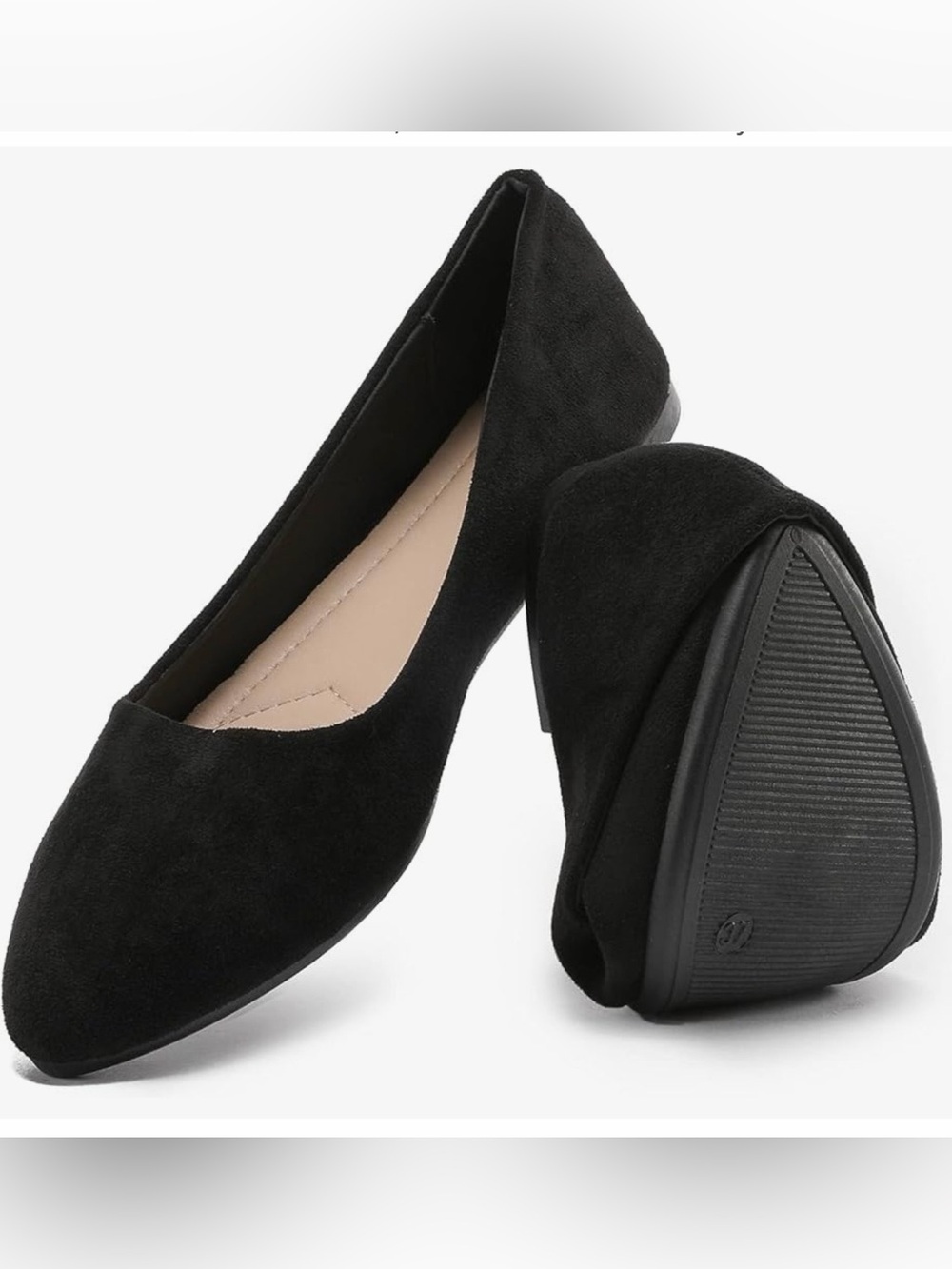 Amazon Black Suede Women's Pointed Toe Flats